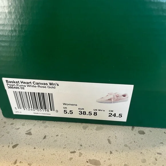 Puma Shoes New In Box Puma Basket Heart Canvas Pink With Rose
